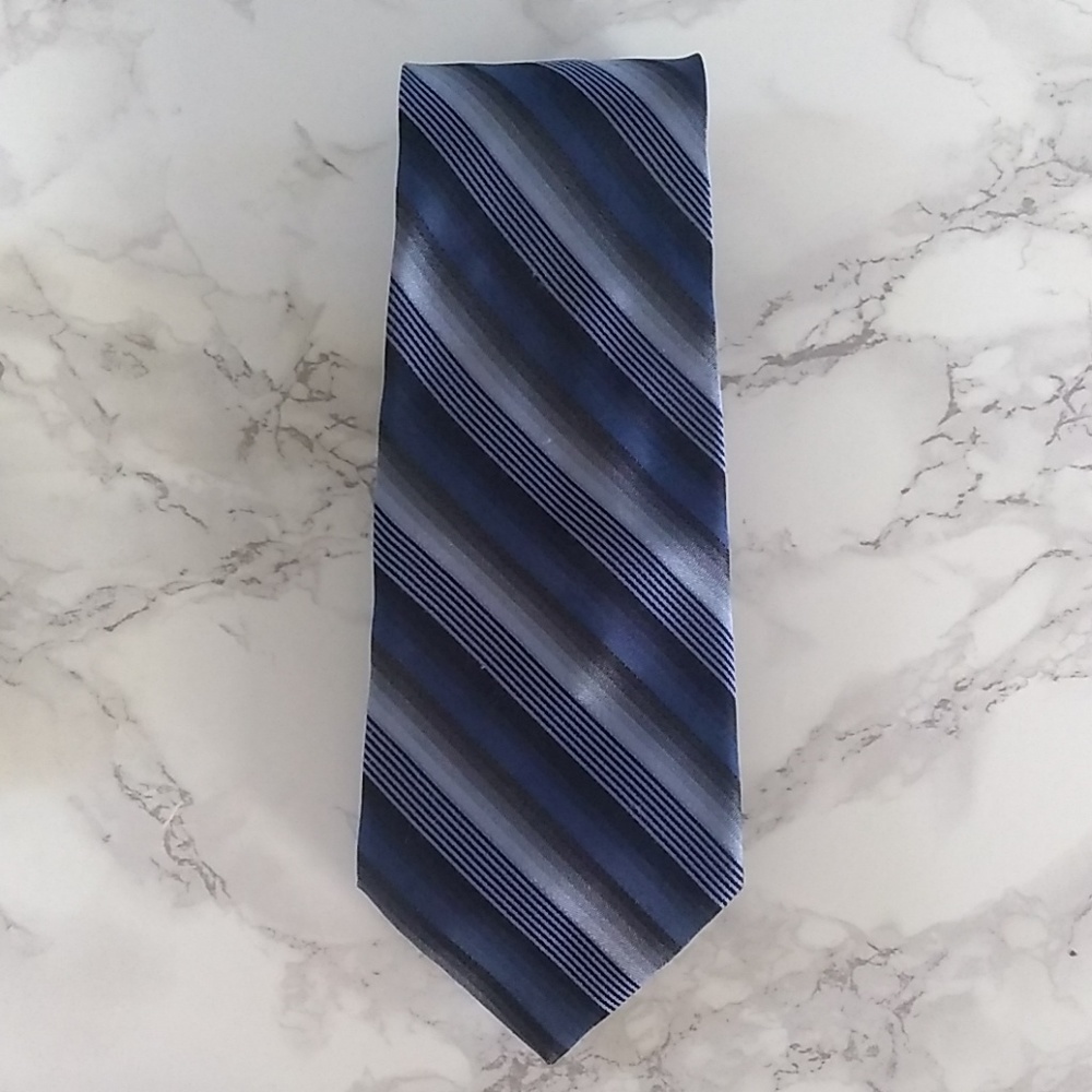 Stafford Tie Stripe Blue 100% Silk